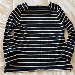 Autograph Navy and Cream Striped Top